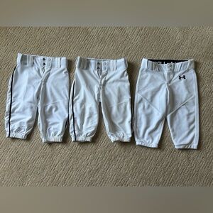 White youth small Baseball pants- Performance Stretch, under armor and Alleson